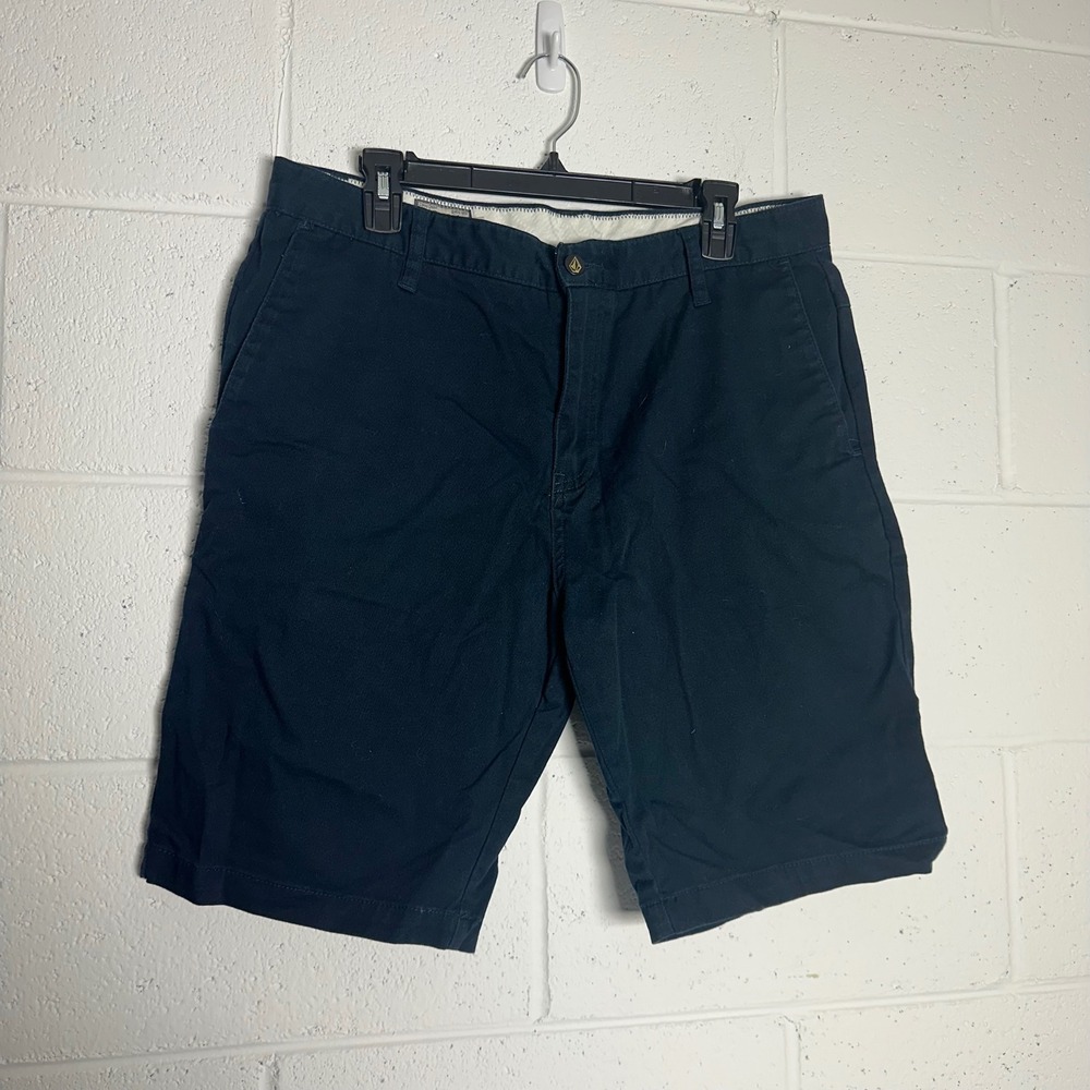 Volcom Frickin Modern Stretch Chino Shorts Mens 34 Navy Blue Skateboard Casual